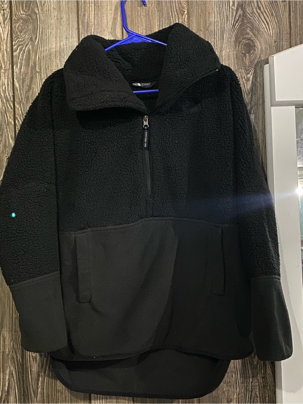 Black Sherpa Half-Zip Pullover Jacket